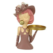 Statua in resina donna con bolla e vassoio 31 cm