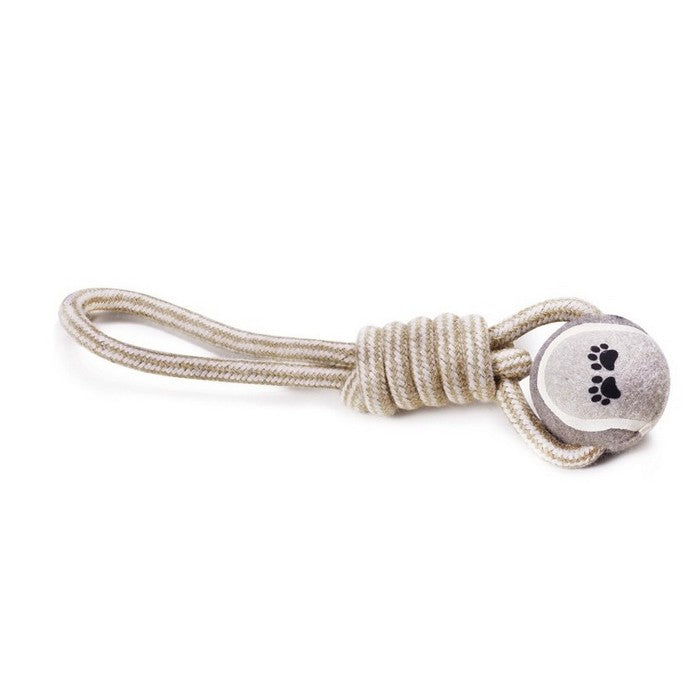 Gioco per cani in cotone tirante con palla da tennis - Natural Cotton - RECORD - 64406311207290