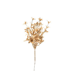Ramo con foglie e fiori dorate per decorazione natalizia 30 cm
