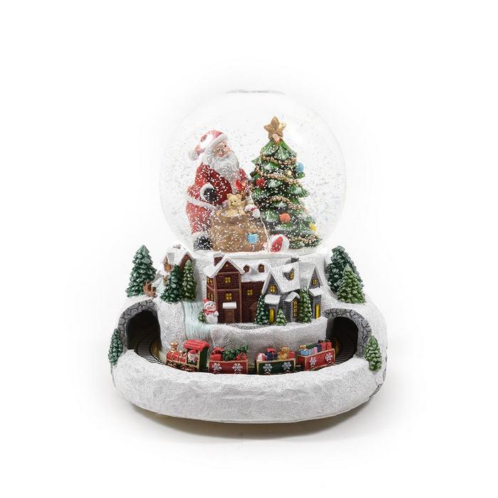 Carillon natalizio Palla di Neve con musica e luci 24 cm