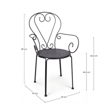 Sedia in metallo da giardino con braccioli - Etienne