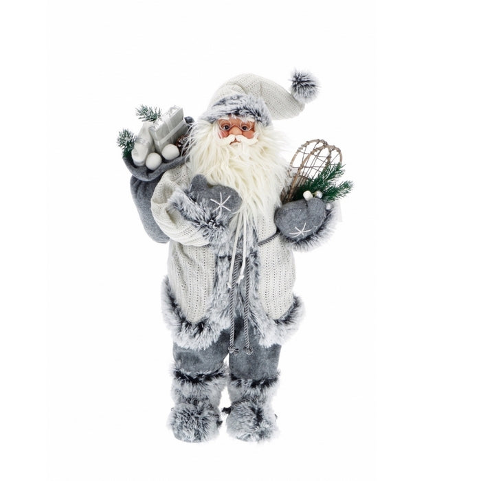 Babbo Natale per decorazione natalizia bianco e grigio 60 cm