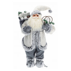 Babbo Natale per decorazione natalizia bianco e grigio 80 cm