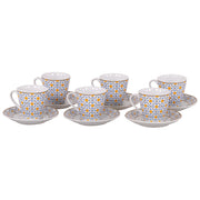 Set di tazze da caffè espresso in porcellana con piattini, cucchiai e supporto in metallo, tazze reali di lusso da 8 once per cappuccino, latte Set di tazze da caffè espresso in porcellana con piattini, cucchiai e supporto in metallo, tazze reali di lusso da 8 once per cappuccino, latte