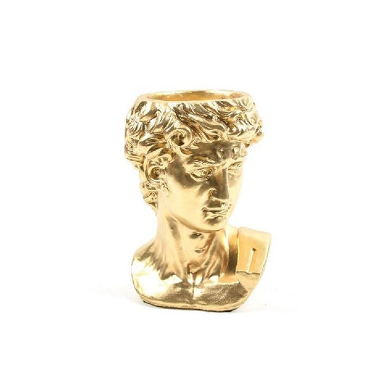 Testa portafiori in cemento dorato 25 cm - David - MERCURY - 34268574023896