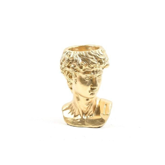 Testa portafiori in cemento dorato 21 cm - David - MERCURY - 34268575039704