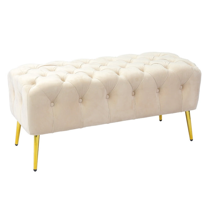 Pouf in velluto con gambe in ferro dorato - Evora