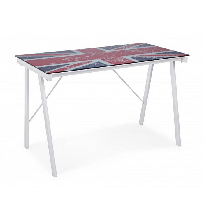Scrivania con piano in vetro decorato - Young
