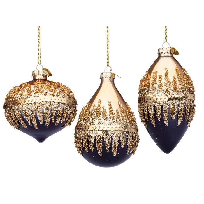 Pendaglio natalizio in vetro con glitter e paillettes - Show