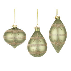 Pendaglio natalizio in vetro verde con glitter dorati - Glimmer