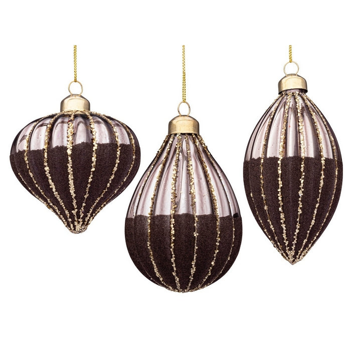 Pendaglio natalizio in vetro con glitter oro - Segment