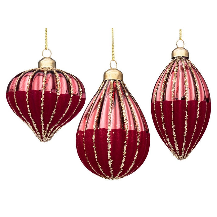 Pendaglio natalizio in vetro con glitter oro - Segment