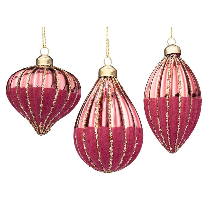 Pendaglio natalizio in vetro con glitter oro - Segment