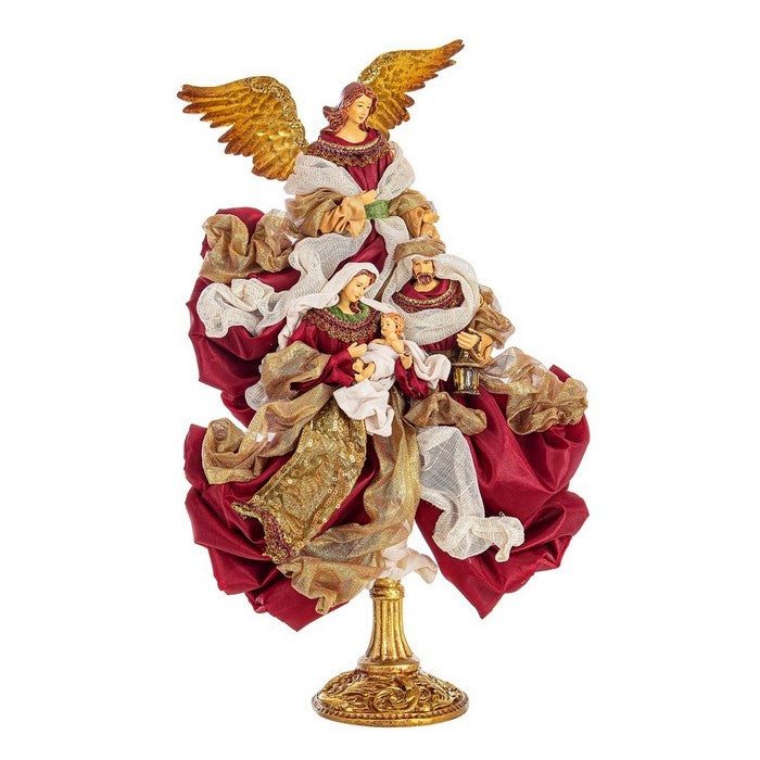 Decorazione natalizia Sacra Famiglia rosso con angelo - Baroque