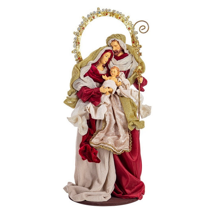 Natività con 3 figure sacra famiglia color bordeaux 52 cm - Fastosa