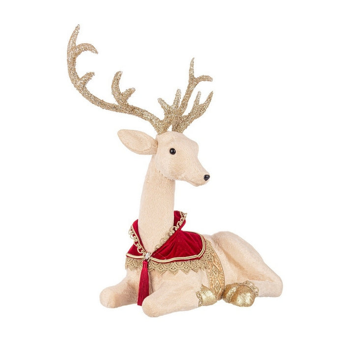Renna seduta rosso e oro per decorazione natalizia 51 cm - Colyn