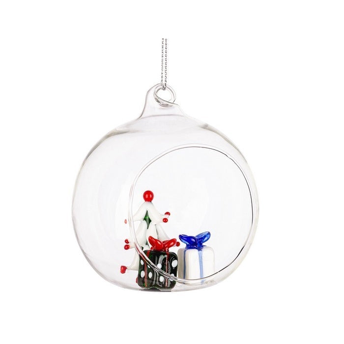 Palla di Natale da appendere in vetro aperto 8 cm - Yule