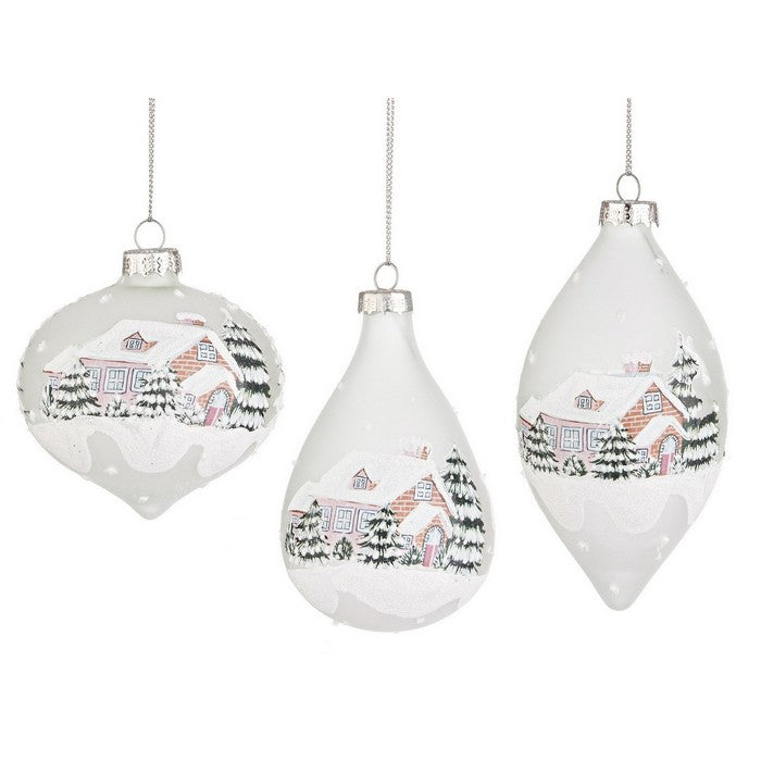 Pendaglio natalizio in vetro con villaggio - Village