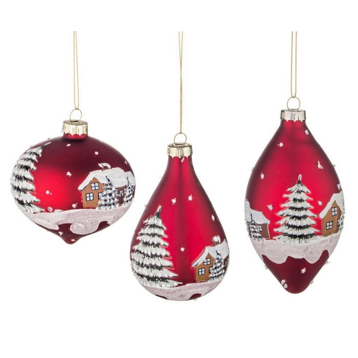 Pendaglio natalizio in vetro con villaggio - Village