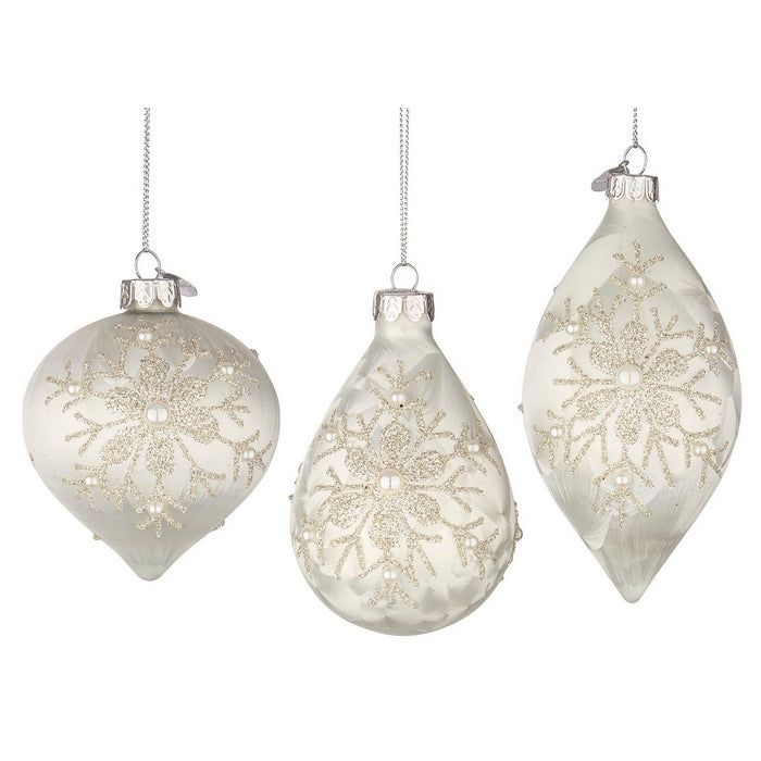 Pendaglio natalizio in vetro con fiocco di neve - Camilla