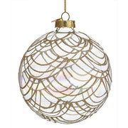 Palla di Natale in vetro iridescente con glitter dorati - Prism