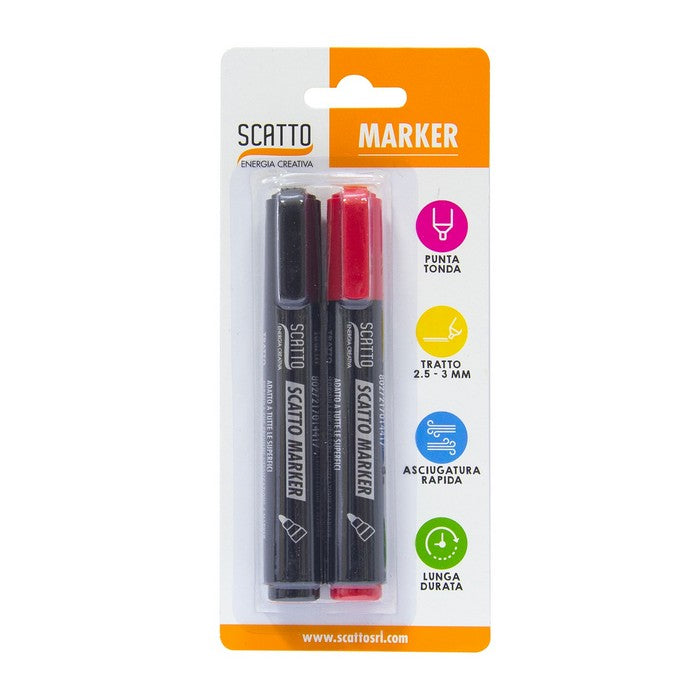 Set 2 pennarelli marker a punta tonda - SCATTO ENERGIA CREATIVA - 34277470961880