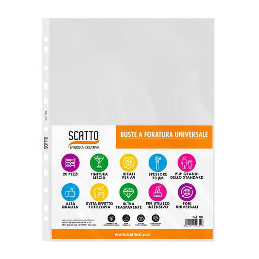 Confezione da 20 buste porta documenti forate - SCATTO ENERGIA CREATIVA - 