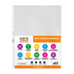 Confezione da 20 buste porta documenti forate