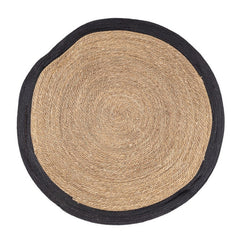 Tappeto tondo naturale con bordo colorato 120 cm - Zhara