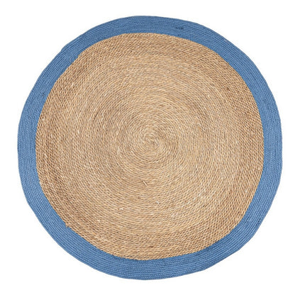Tappeto tondo naturale con bordo colorato 120 cm - Zhara