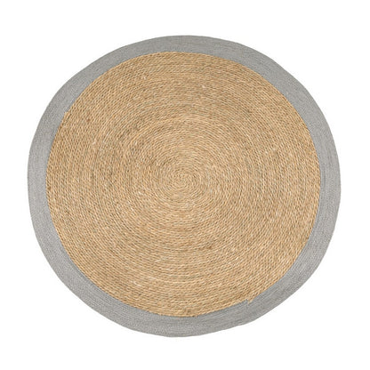 Tappeto tondo naturale con bordo colorato 120 cm - Zhara