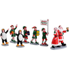 Set 7 pezzi Sfilata degli elfi di Babbo Natale per villaggio natalizio