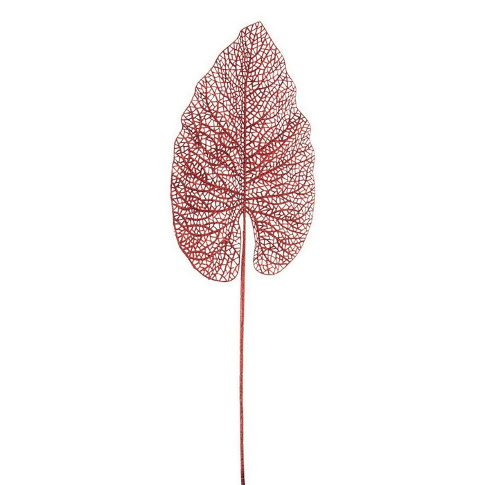Foglia cuoriforme con glitter per decorazione natalizia 62 cm