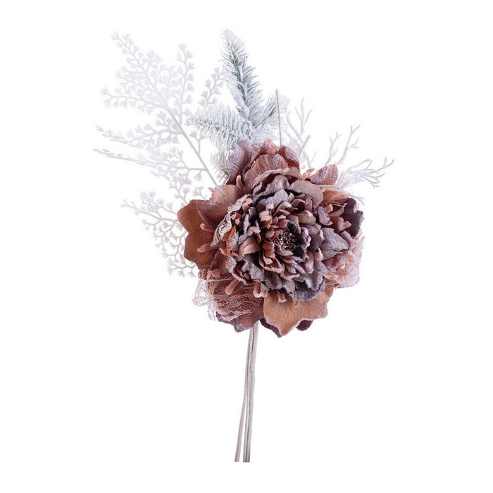 Pick con peonia innevata per decorazione natalizia - Ginny