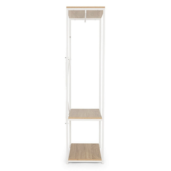 Scaffale scandinavo con appendiabiti e 2 ripiani bianco - Elettra