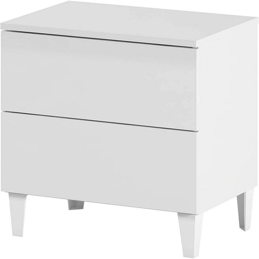 Comodino a 2 cassetti bianco lucido - Loft - FORES - 34264476745944