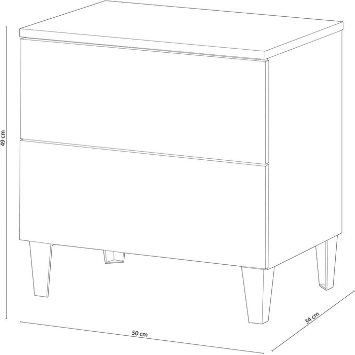 Comodino a 2 cassetti bianco lucido - Loft