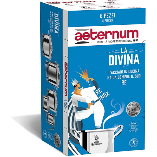 Aeternum batteria di pentole inox 8 pezzi - La Divina - BIALETTI - 34276558766296