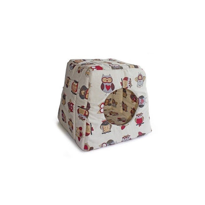 Cuccia per cani e gatti in tessuto con gufi - Igloo