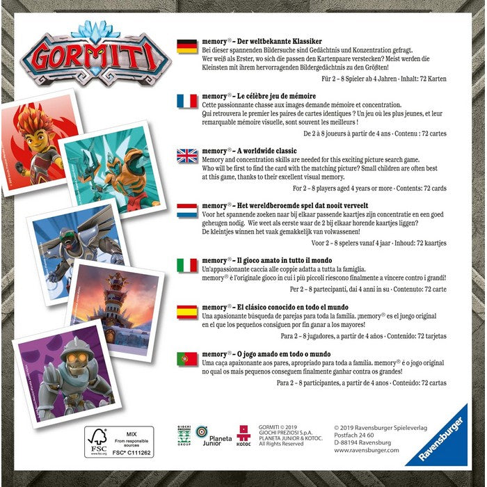 Memory Gormiti gioco da tavolo