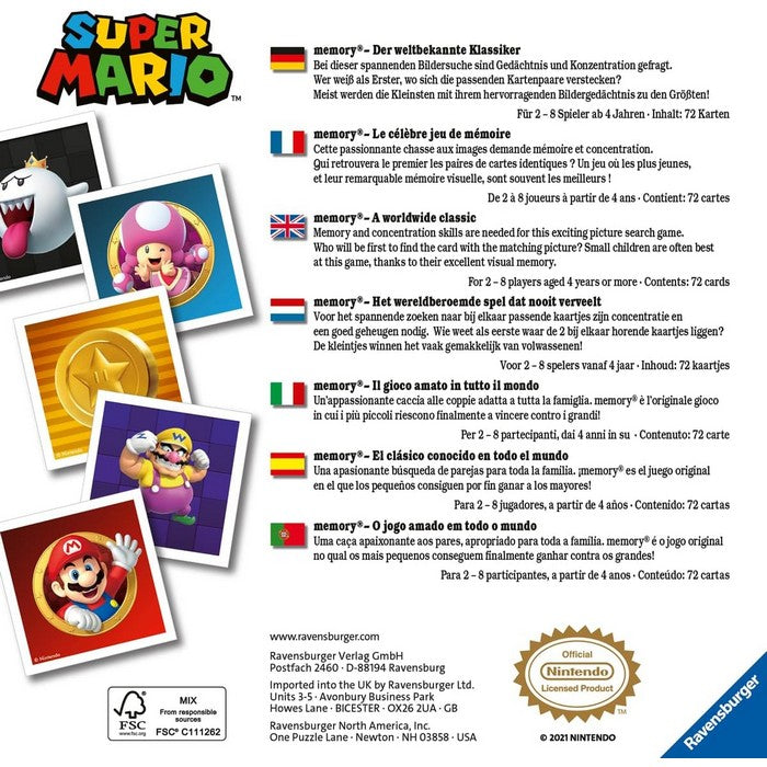 Memory Super Mario gioco da tavolo