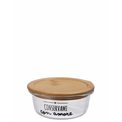 Contenitore in vetro per cucina con coperchio in bamboo