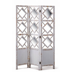 Paravento in stile shabby 3 ante con specchi