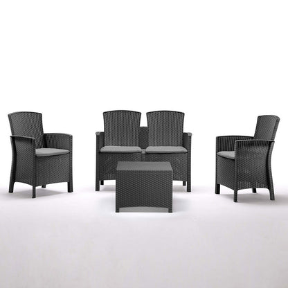 Set salotto da giardino 4 posti con tavolino contenitore - Lido Storage