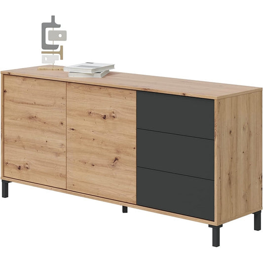 Credenza 2 ante e 3 cassetti - Booklyn - FORES - 34266634944728