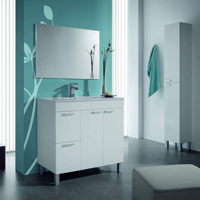 Mobile sottolavabo da bagno con 2 ante e cassetti con specchio - FORES - 34269183410392