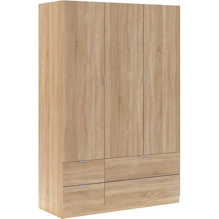Armadio 3 ripiani e 4 cassetti rovere