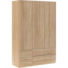 Armadio 3 ripiani e 4 cassetti rovere