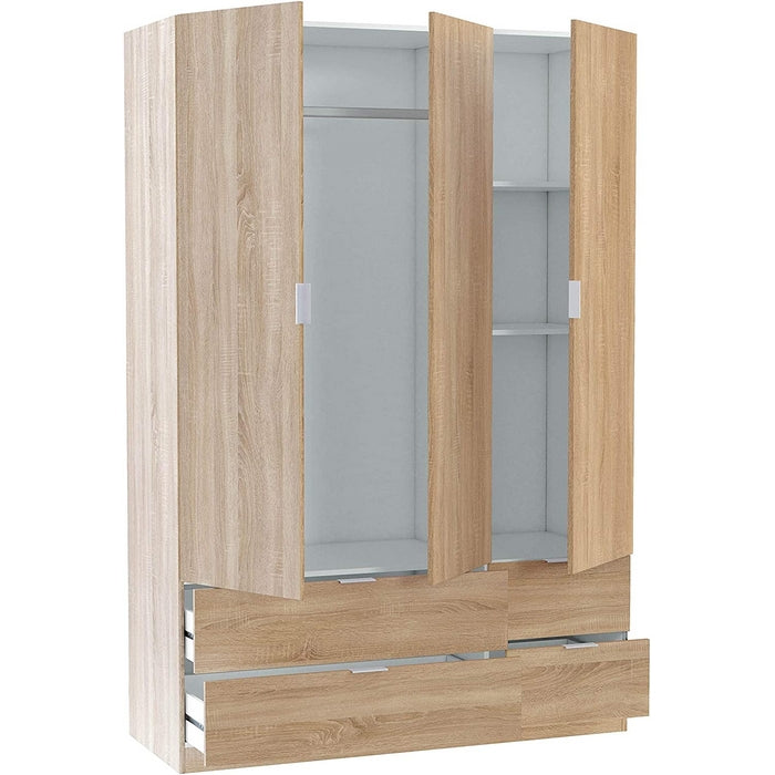 Armadio 3 ripiani e 4 cassetti rovere