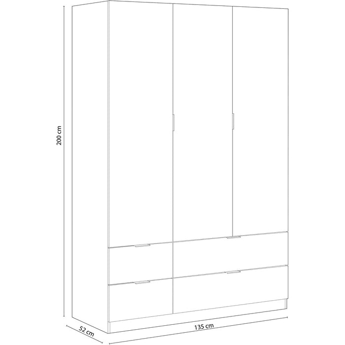 Armadio 3 ripiani e 4 cassetti rovere